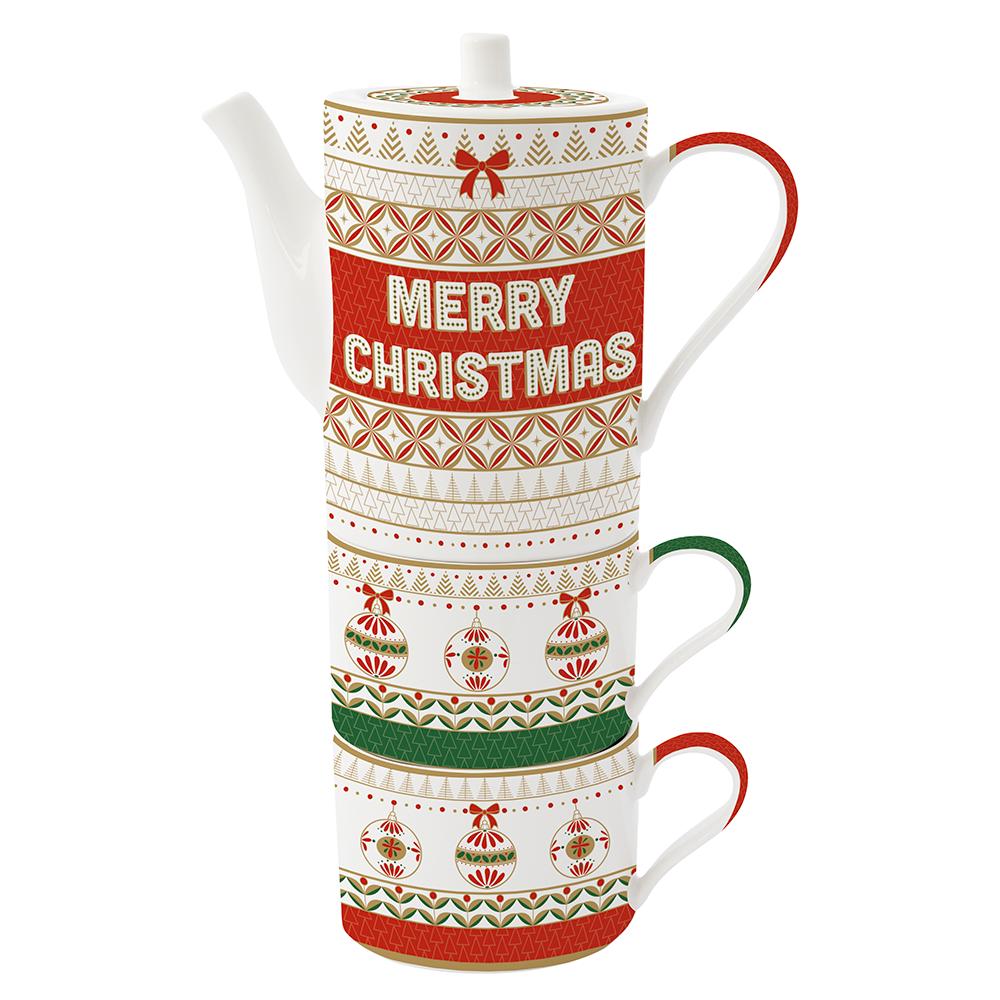 Thé Pour Deux 500 ml Dans Une Boîte En Porcelaine Aux Couleurs De Noël
