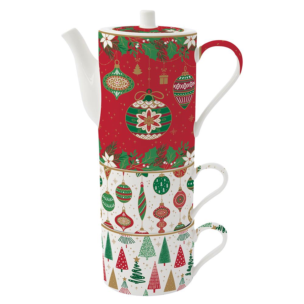 Thé Pour Deux 500 ml En Porcelaine, Boîte Aux Couleurs De Jingle Bells