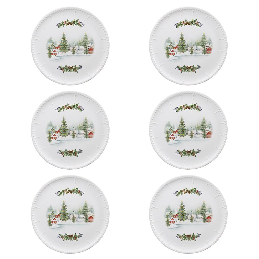 Set Of 6 Ceramic Flat Plates Ø 26.5 cm Città Delle Feste