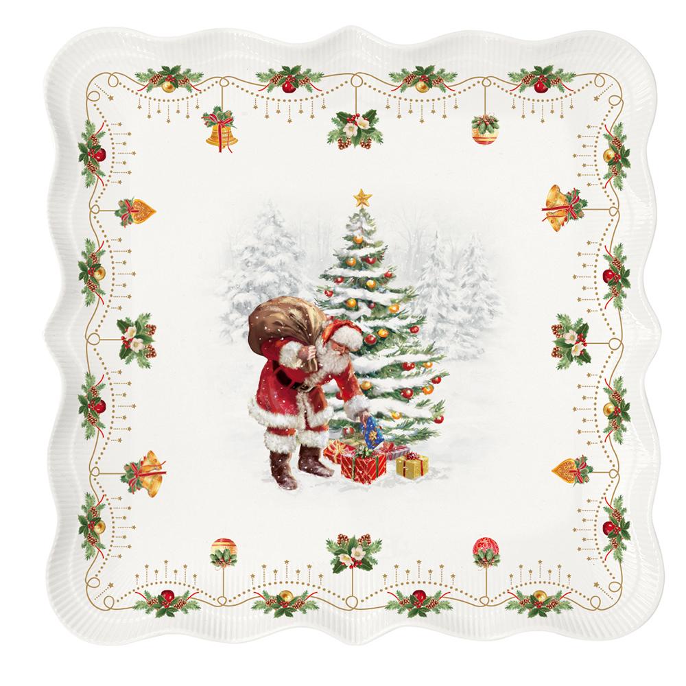 Servierplatte Aus Porzellan, 30 x 29,5 cm, In Farbbox, Nostalgisches Weihnachtsfest