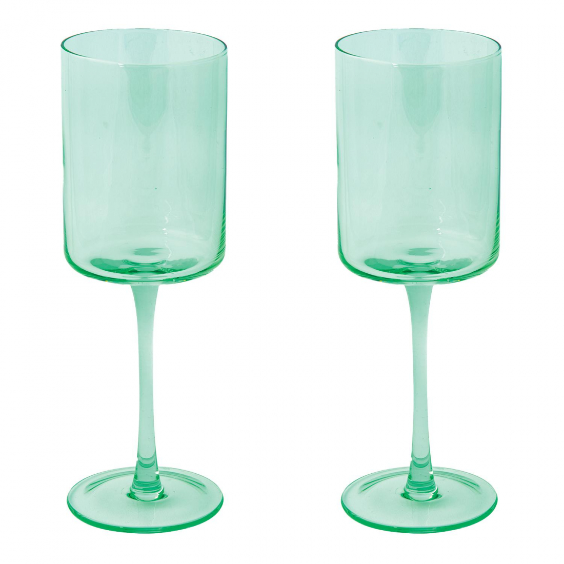 Set Of 2 Rainbow Green Wine Glasses