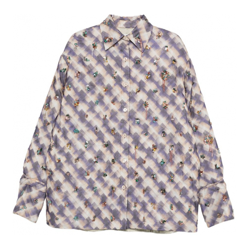 Surchemise 'Multicolour Crystal-Embellished Checked' pour Femmes