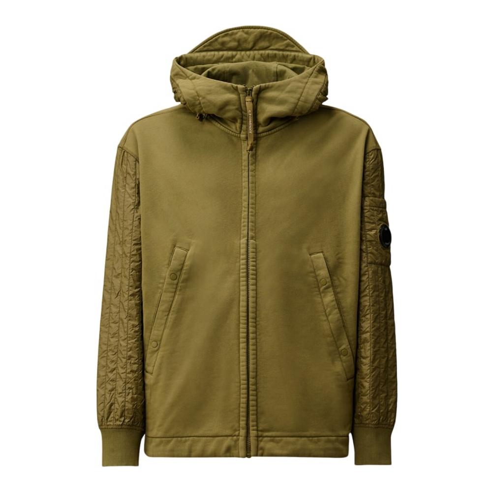 Sweatshirt 'Diagonal Raised Fleece Mixed Full Zip Hooded' pour Hommes