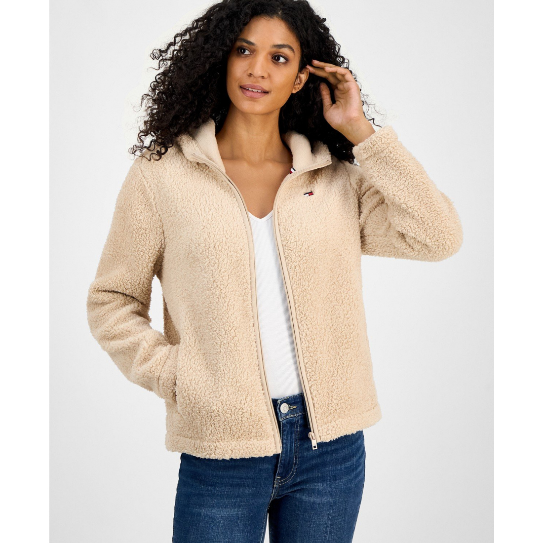 Veste de Survêtement 'Zip-Front Long-Sleeve Sherpa' pour Femmes