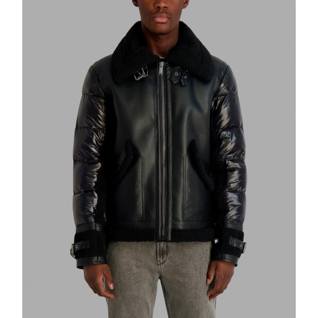 Veste 'Faux Shearling Mixed Media' pour Hommes