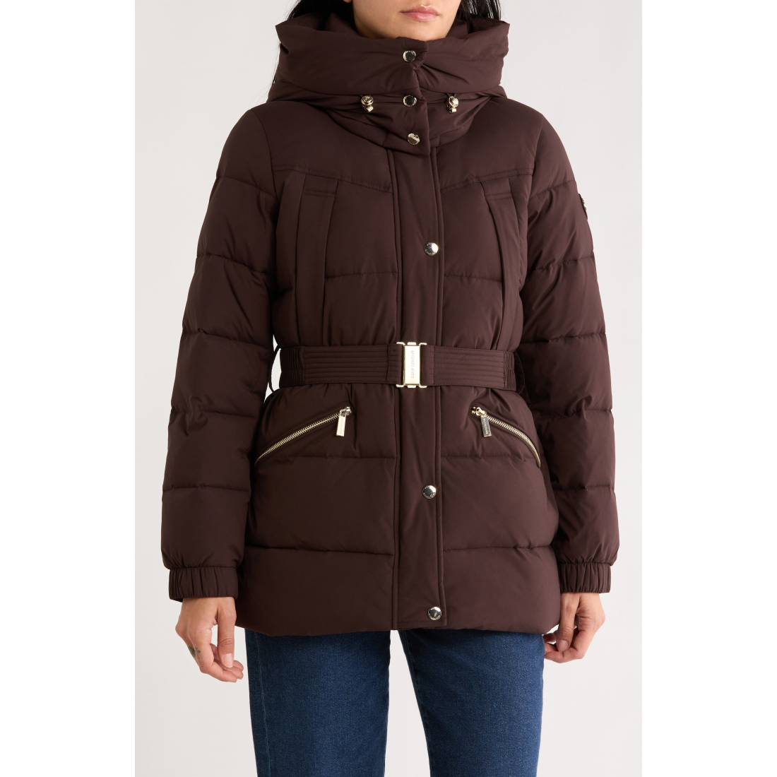 Manteau matelassé 'Belted Channel Quilted Hooded' pour Femmes