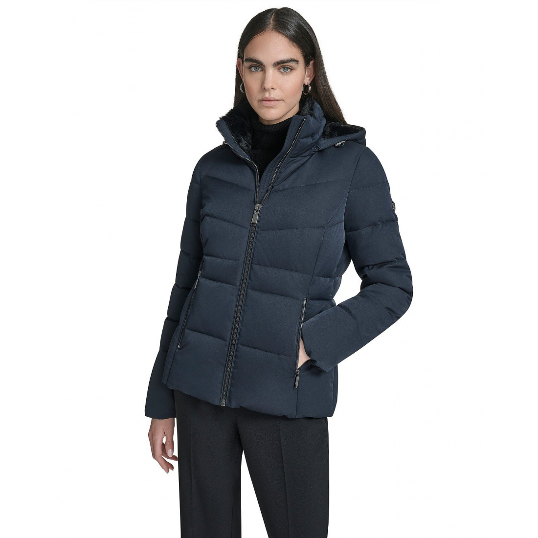 Manteau matelassé 'Faux-Fur-Lined Hooded' pour Femmes