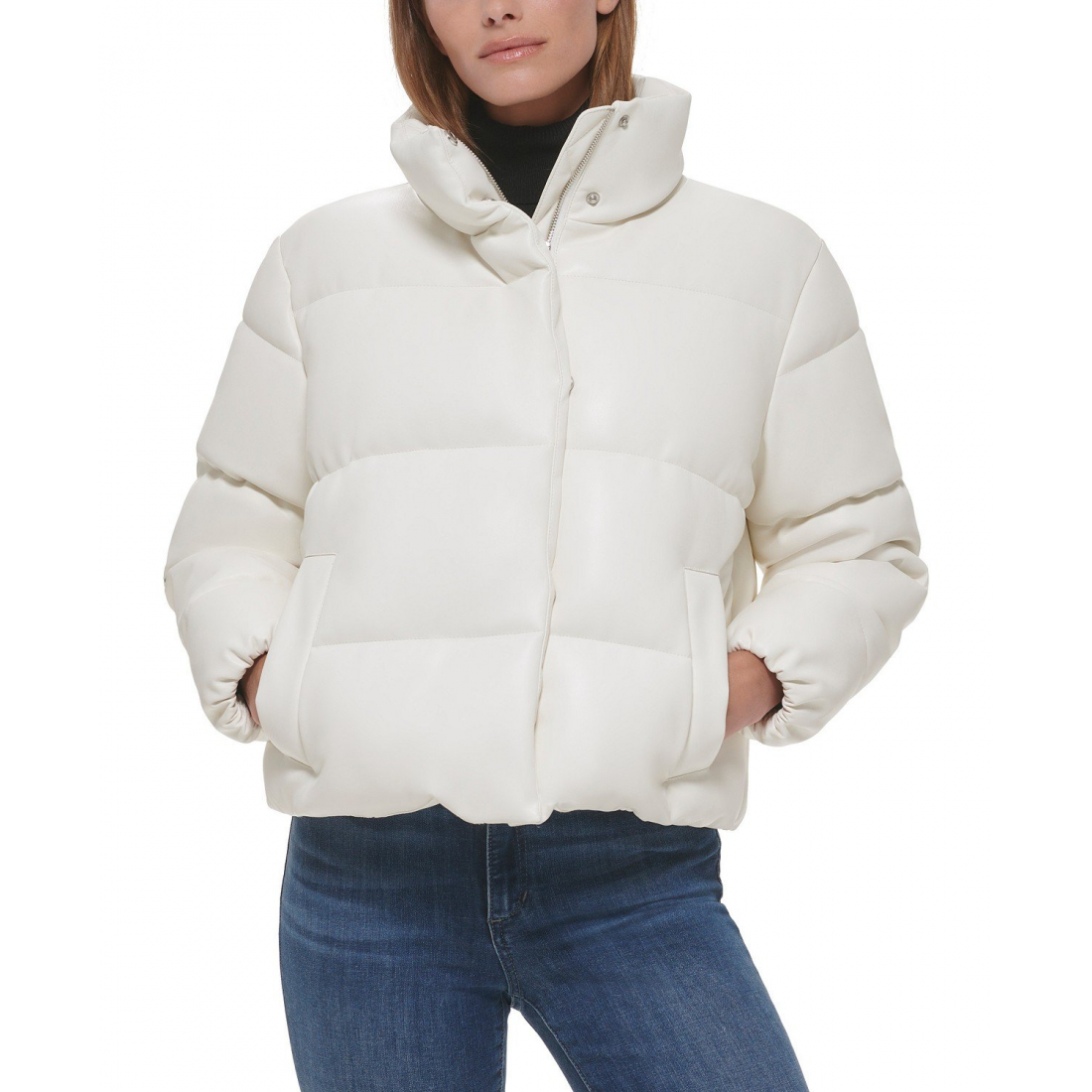 Women's 'Short Faux-Leather' Puffer Jacket