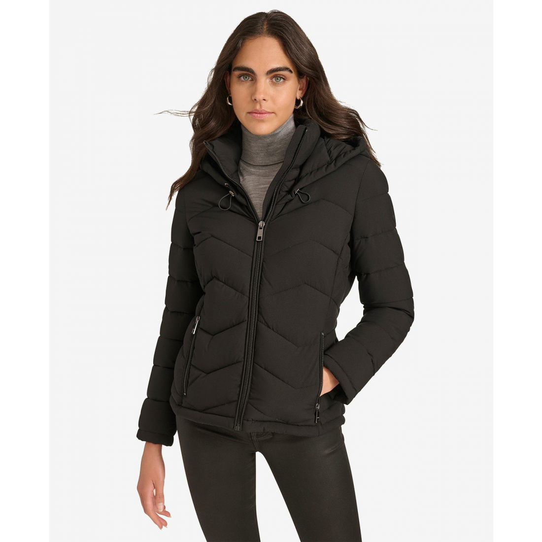 'Short Zip-Up Hooded' Puffermantel für Damen