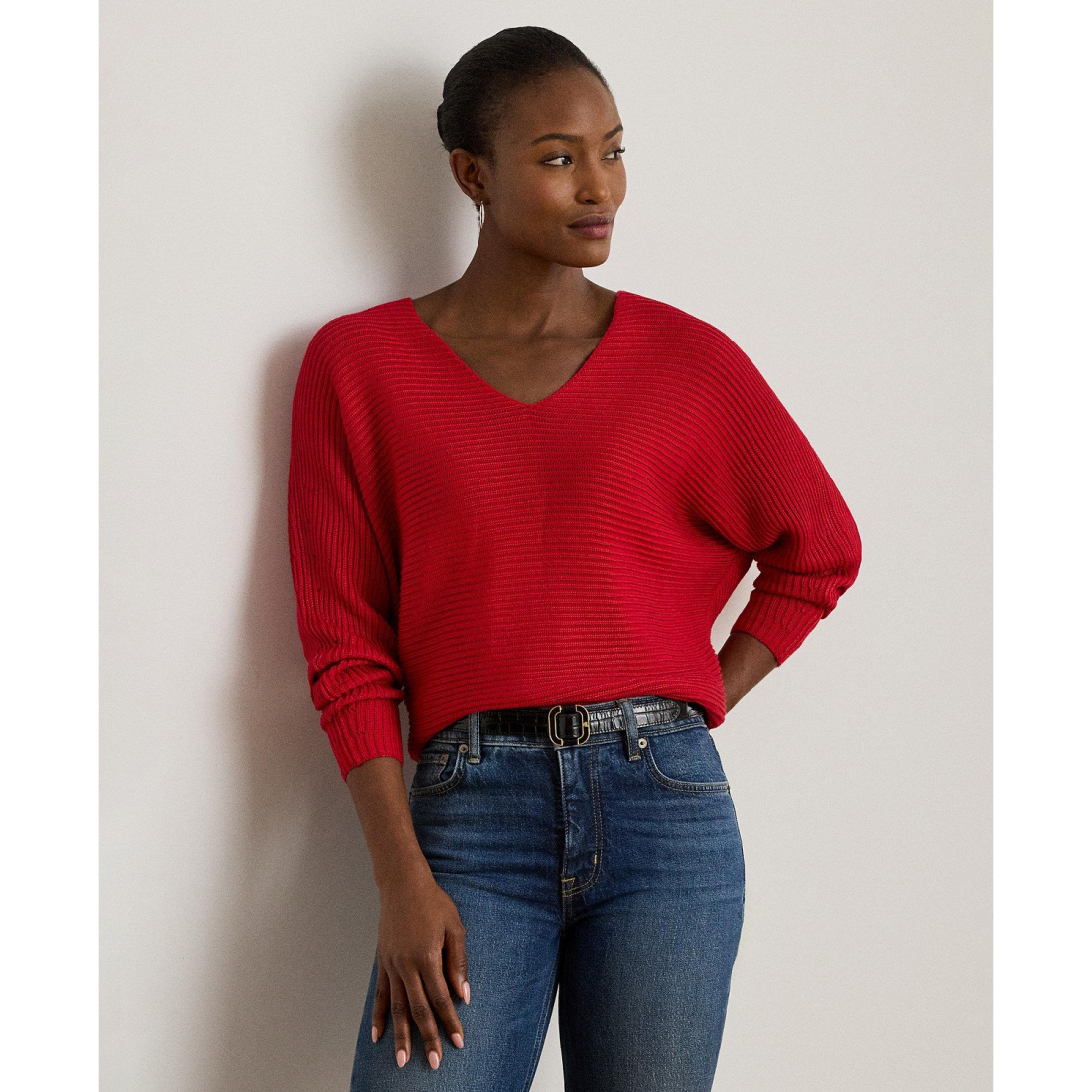 'Rib-Knit Dolman-Sleeve Sweater' pour Femmes