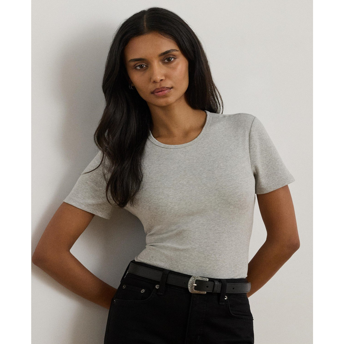 'Stretch Cotton Crewneck Tee' pour Femmes