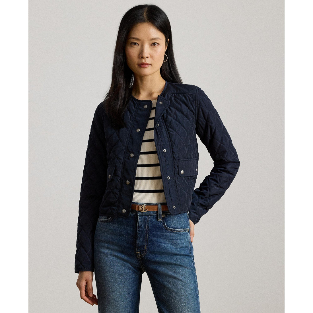'Diamond Cropped Quilted Jacket' pour Femmes