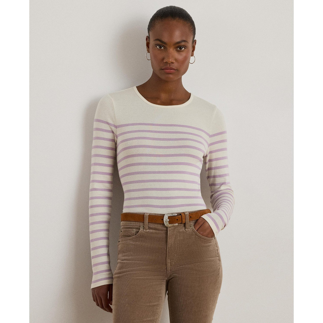 'Striped Cotton Long-Sleeve Tee' pour Femmes