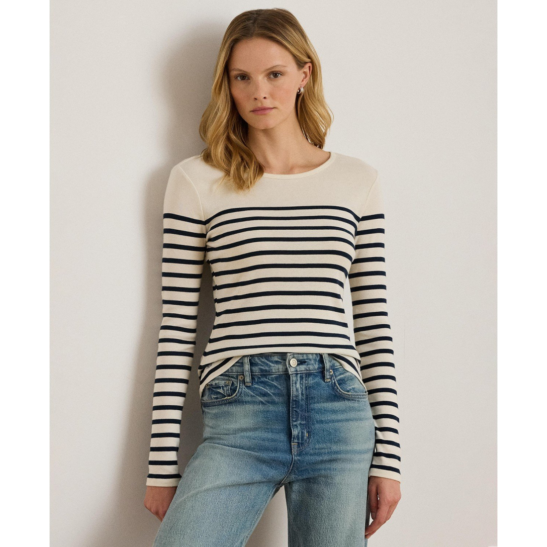 'Striped Cotton Long-Sleeve Tee' pour Femmes