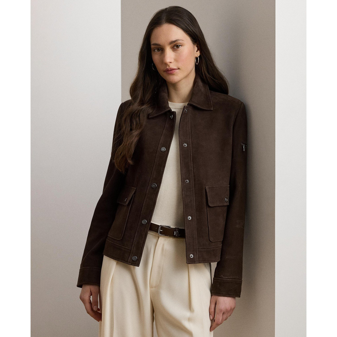 'Buttoned Suede Jacket' pour Femmes