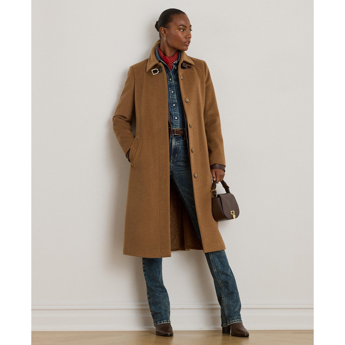 'Belted Single-Breasted Wool Coat' pour Femmes
