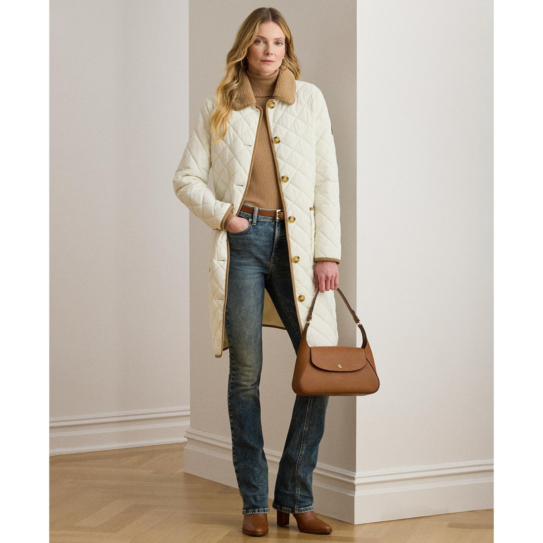 'Faux-Fur-Collar Quilted Jacket' pour Femmes