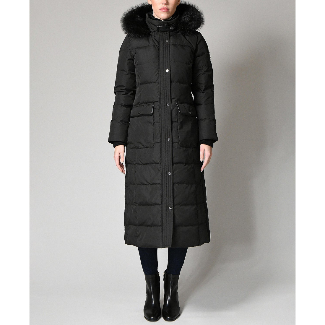 'Faux-Fur-Trim Maxi Puffer Coat' pour Femmes