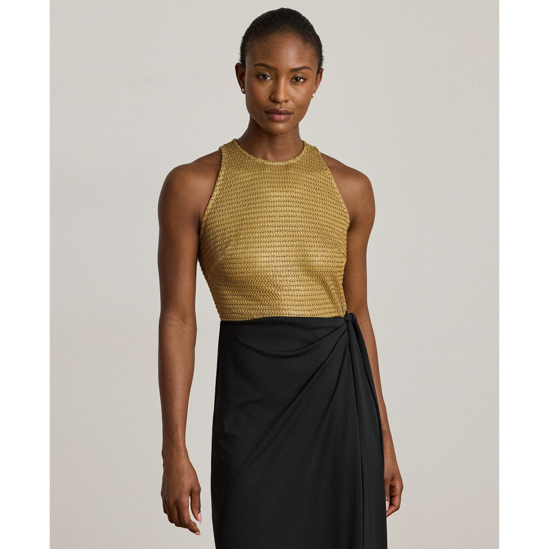 'Beaded Mesh & Jersey Tie-Front Gown' pour Femmes