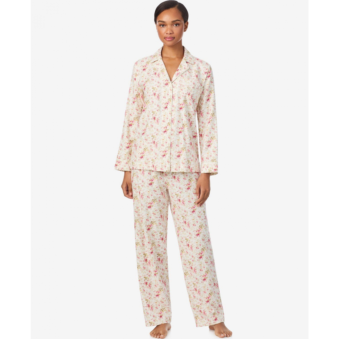 'Long Sleeves Notch Collar Pajama Set' pour Femmes