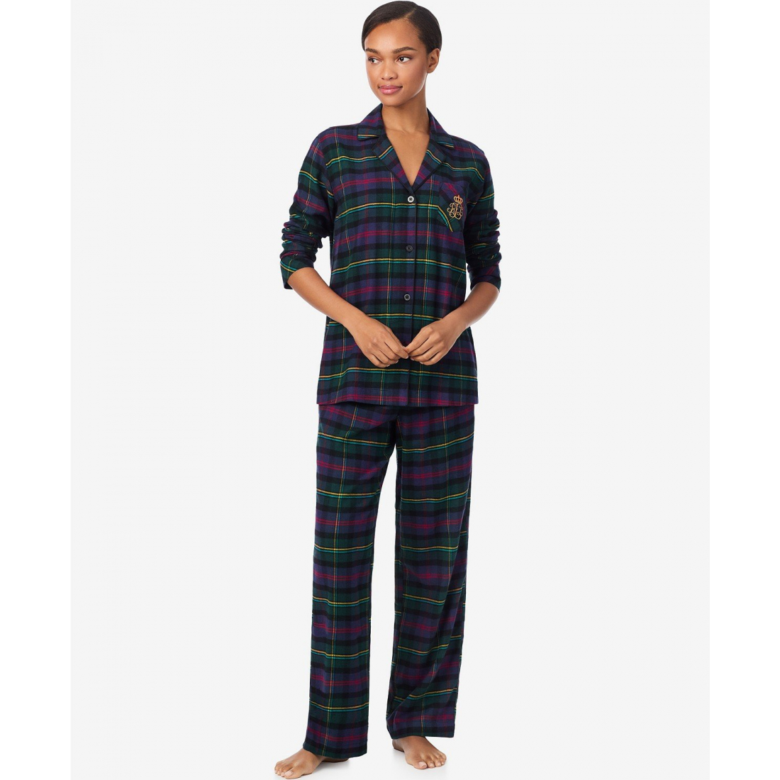 'Long Sleeves Notch Collar Pajama Set' pour Femmes