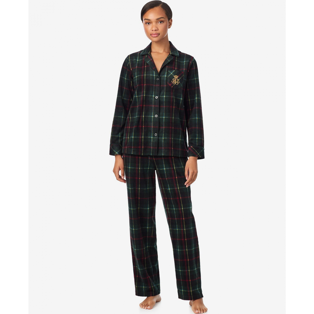 'Long Sleeves Notch Collar Pajama Set' pour Femmes