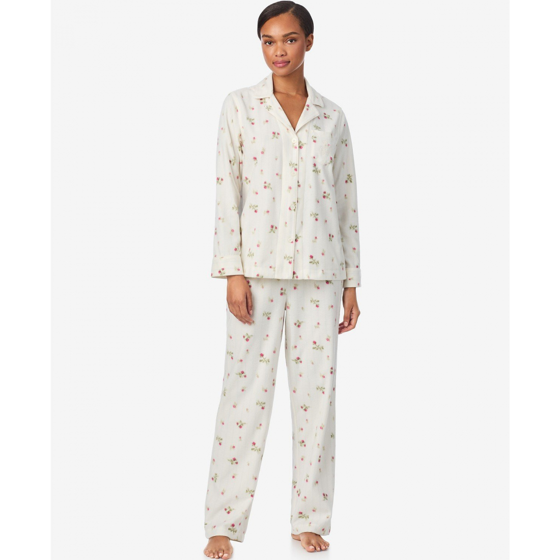 'Long Sleeves Notch Collar Pajama Set' pour Femmes