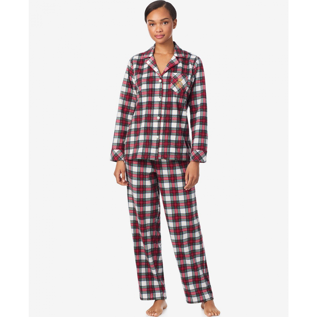 'Long Sleeves Notch Collar Pajama Set' pour Femmes