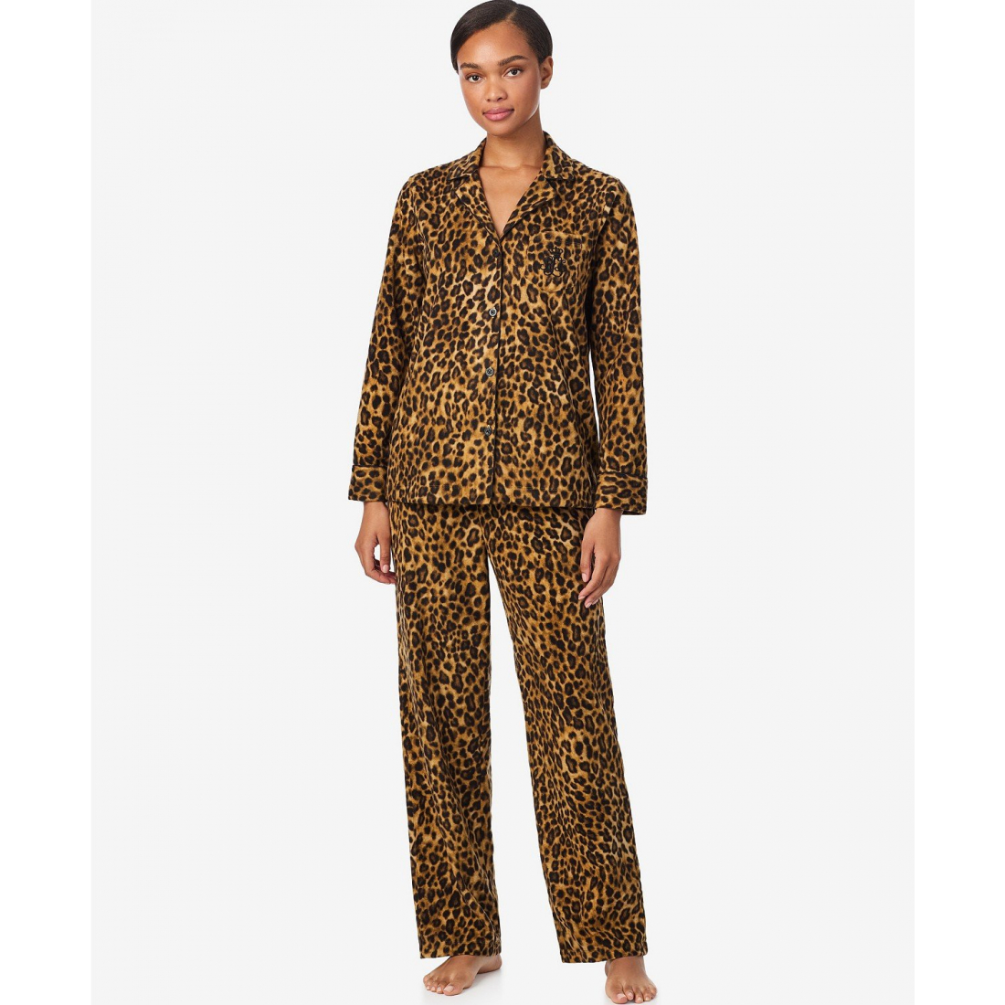 'Long Sleeves Notch Collar Pajama Set' pour Femmes