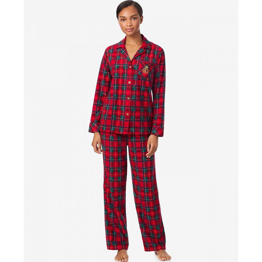 'Long Sleeves Notch Collar Pajama Set' pour Femmes
