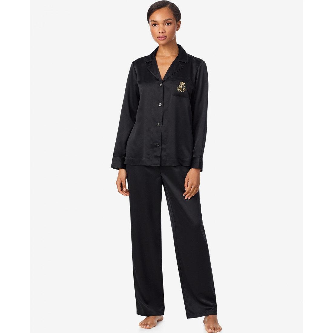 'Long Sleeves Notch Collar Pajama Set' pour Femmes