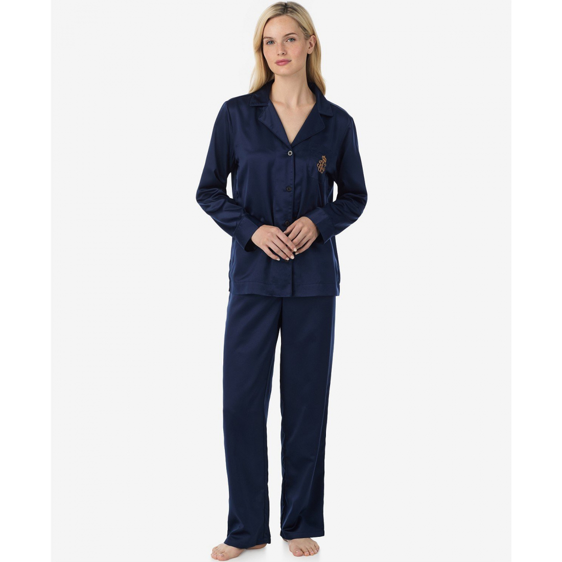 'Long Sleeves Notch Collar Pajama Set' pour Femmes