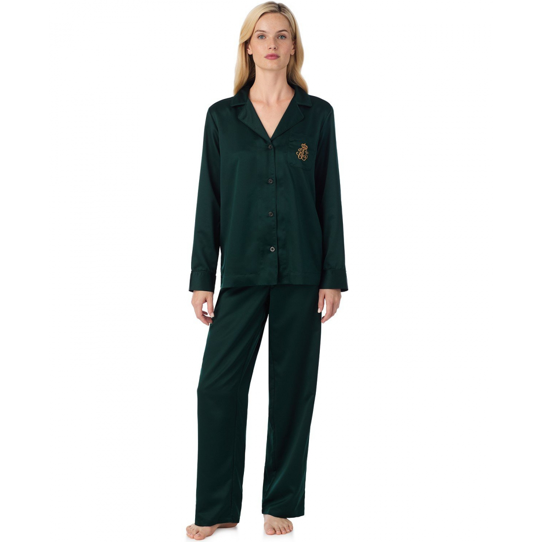 'Long Sleeves Notch Collar Pajama Set' pour Femmes