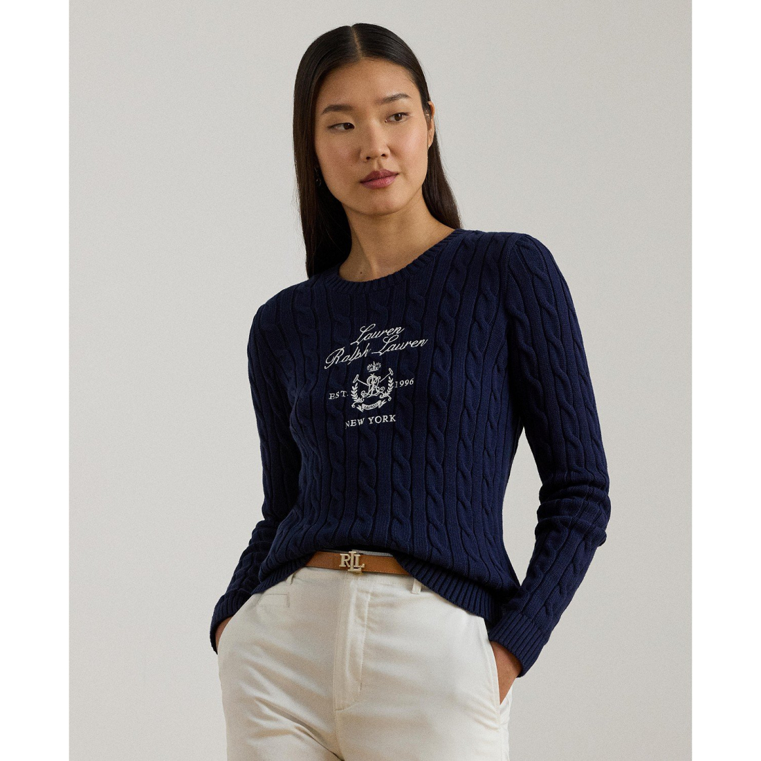 Women's 'Embroidered-Crest Cable-Knit Sweater'
