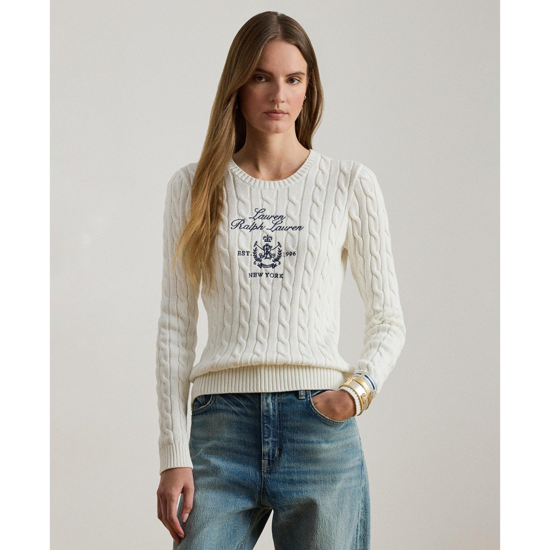 Women's 'Embroidered-Crest Cable-Knit Sweater'