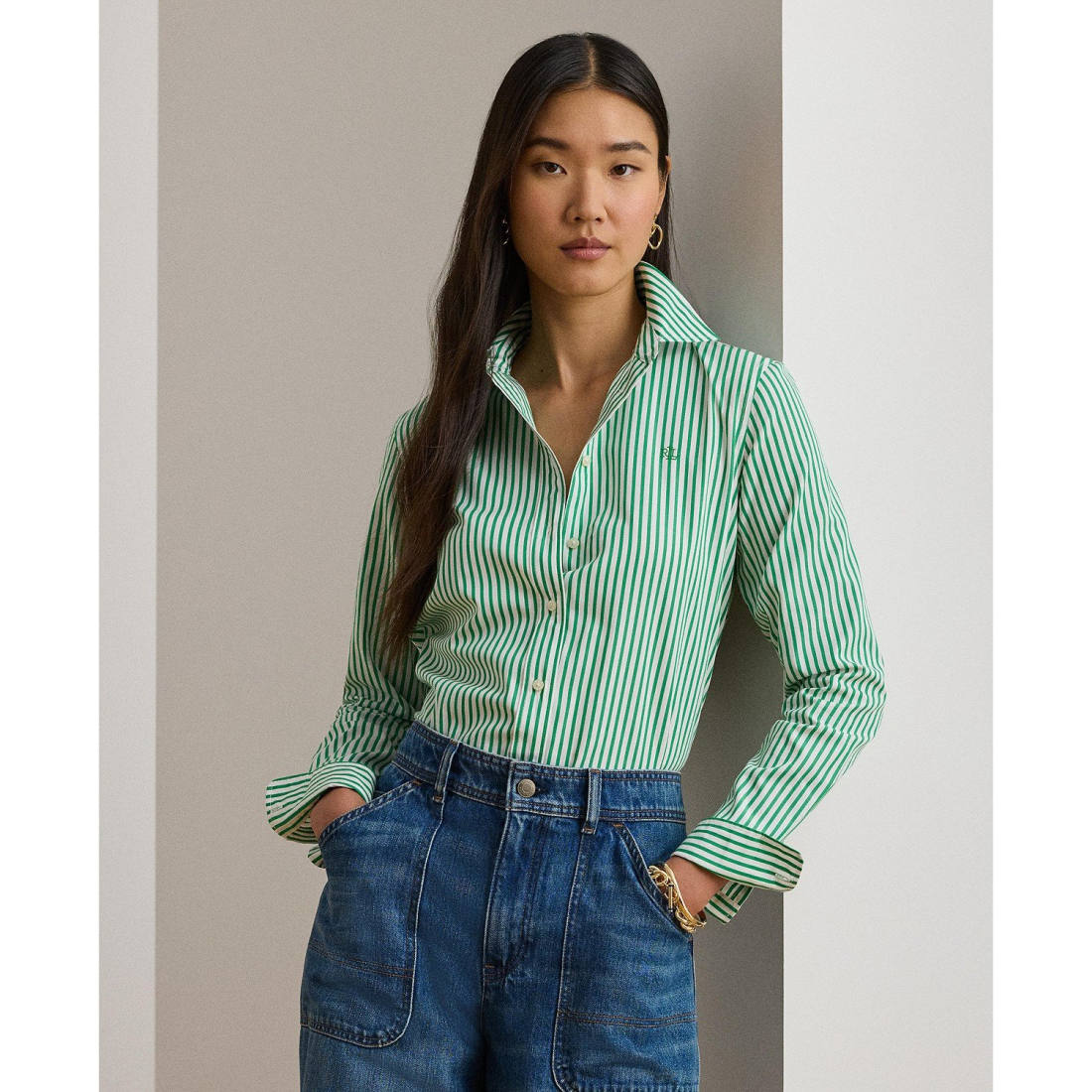 'Striped Long-Sleeve Shirt' pour Femmes