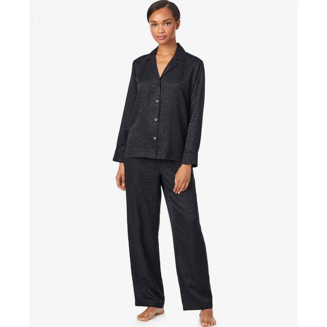 'Notch Collar and Long Pant Pajama Set' pour Femmes