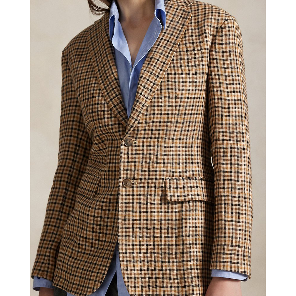 'Single-Breasted Plaid Tweed Blazer' pour Femmes
