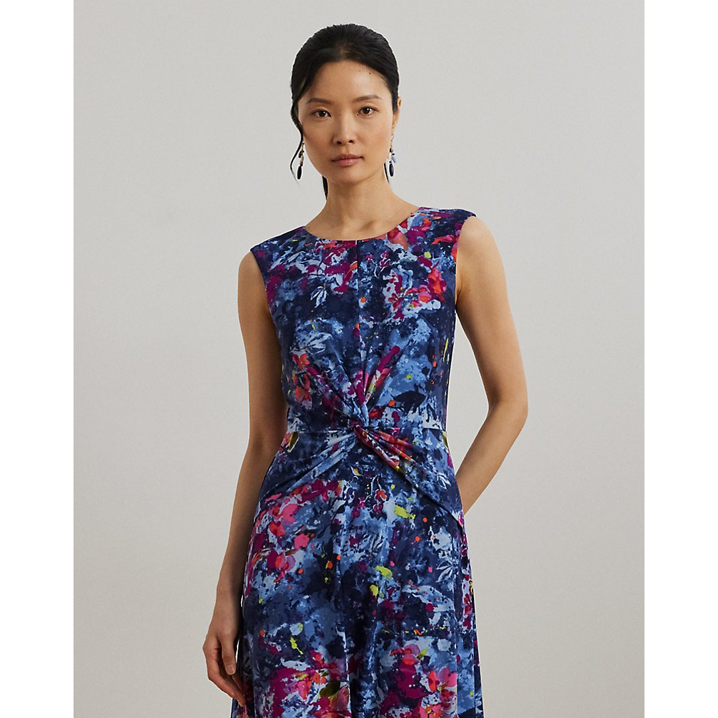 'Print Twist-Front Jersey Dress' pour Femmes