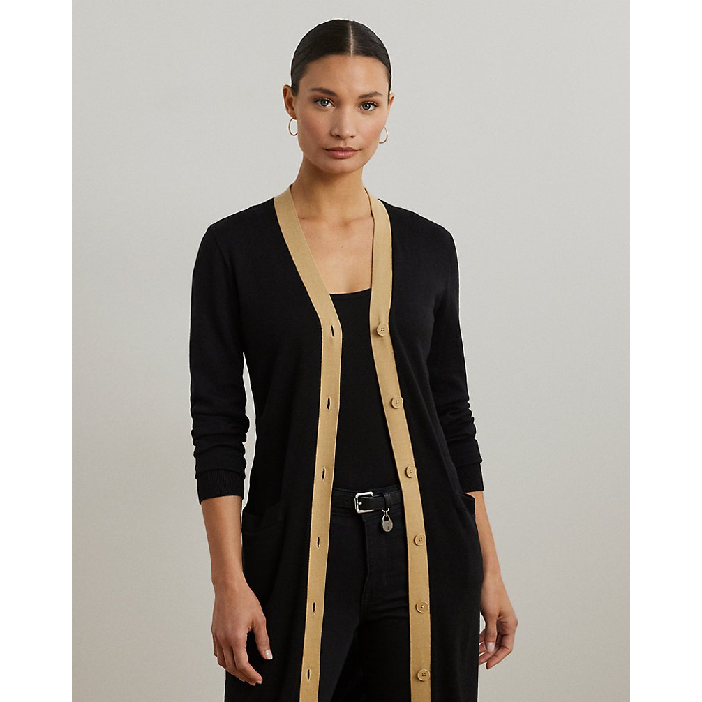 'Two-Tone Cotton-Blend Cardigan' pour Femmes