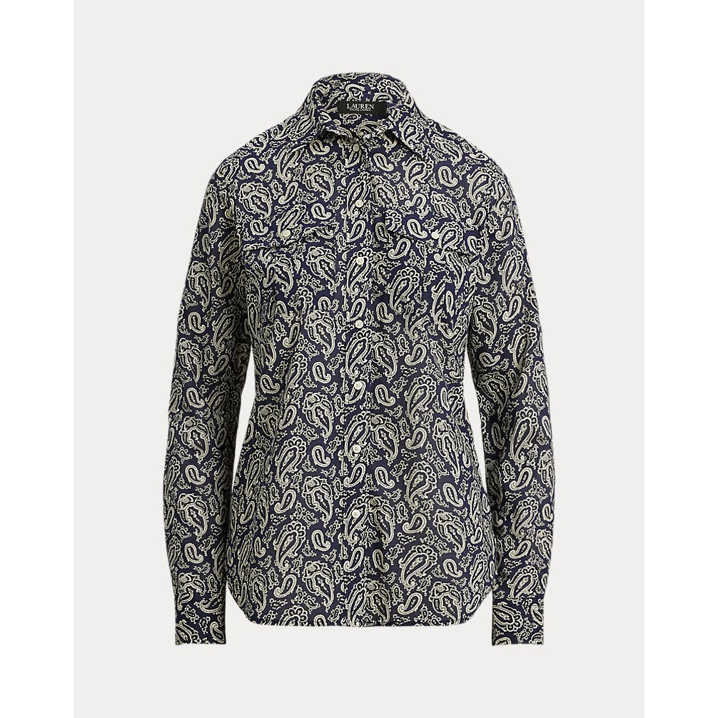 'Classic Fit Paisley Cotton Voile Shirt' pour Femmes
