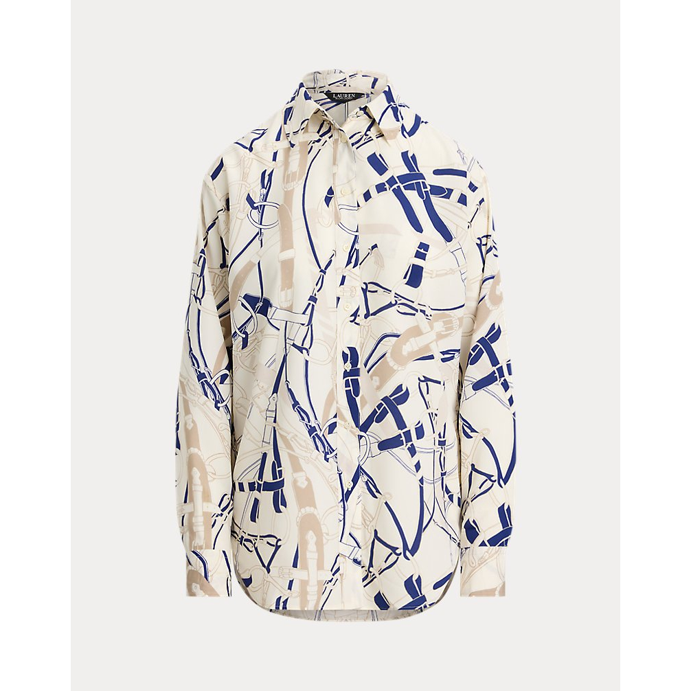 'Relaxed Fit Belting-Print Crepe Shirt' pour Femmes