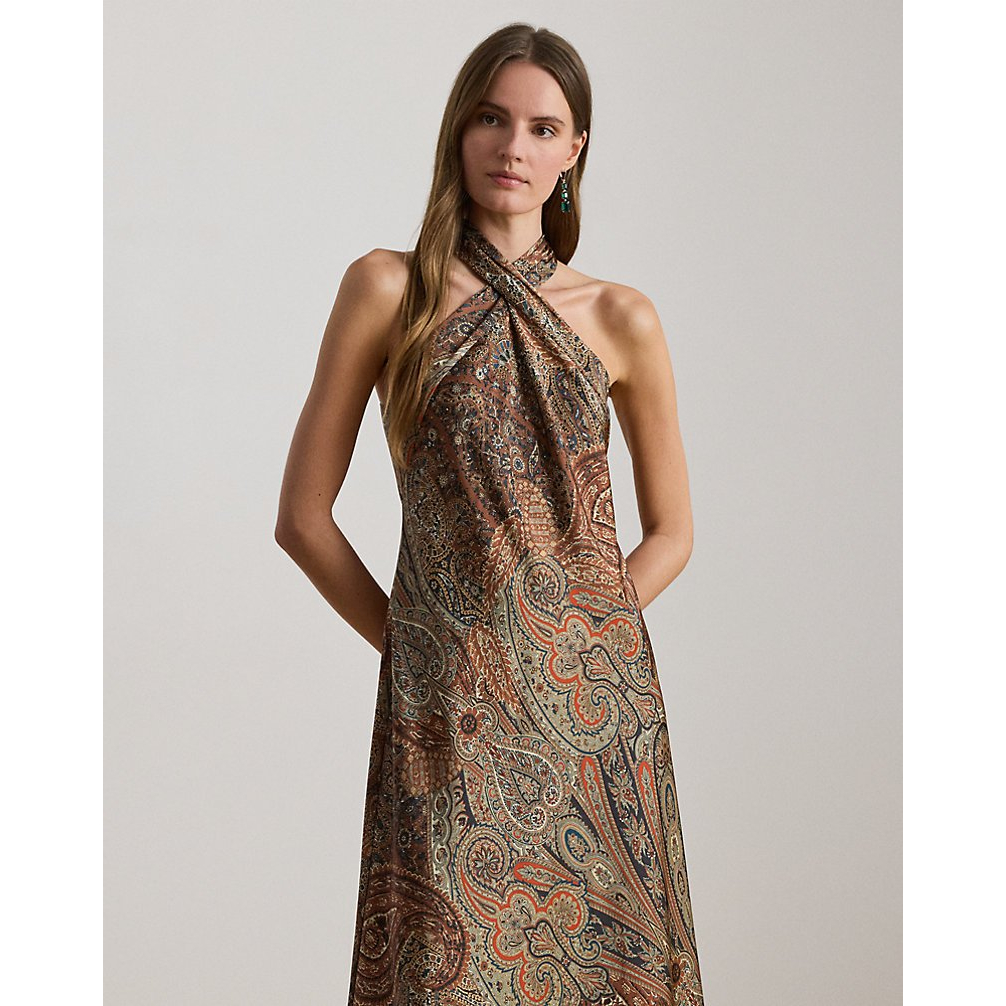 'Paisley Charmeuse Halter Cocktail Dress' pour Femmes