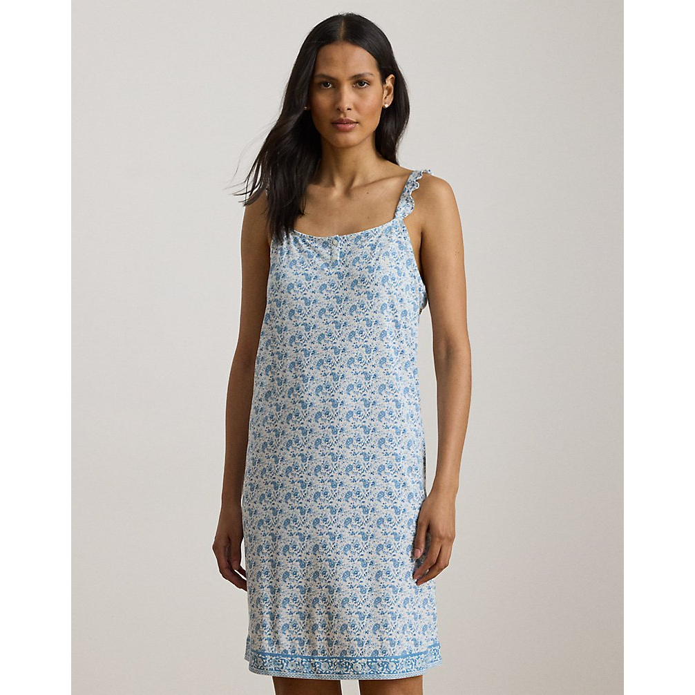 'Paisley Ruffle-Trim Jersey Nightgown' pour Femmes