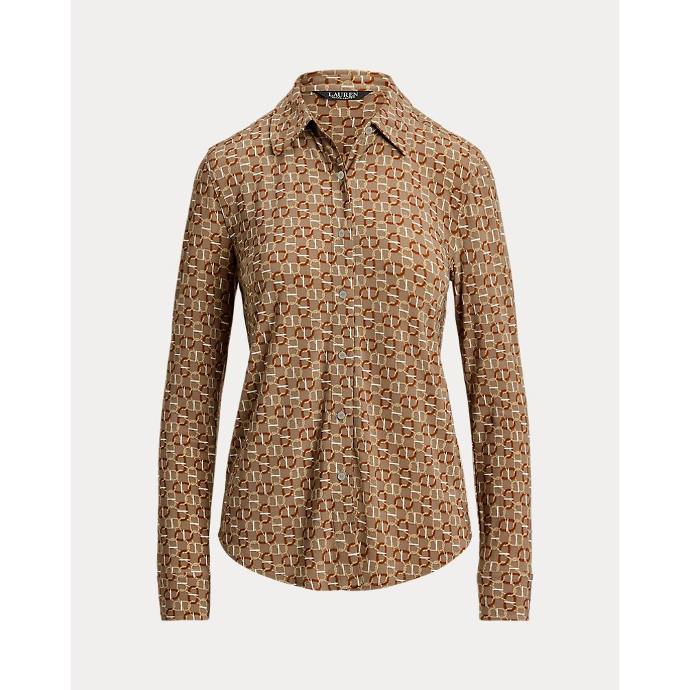 'Slim Fit Geo-Print Jersey Shirt' pour Femmes