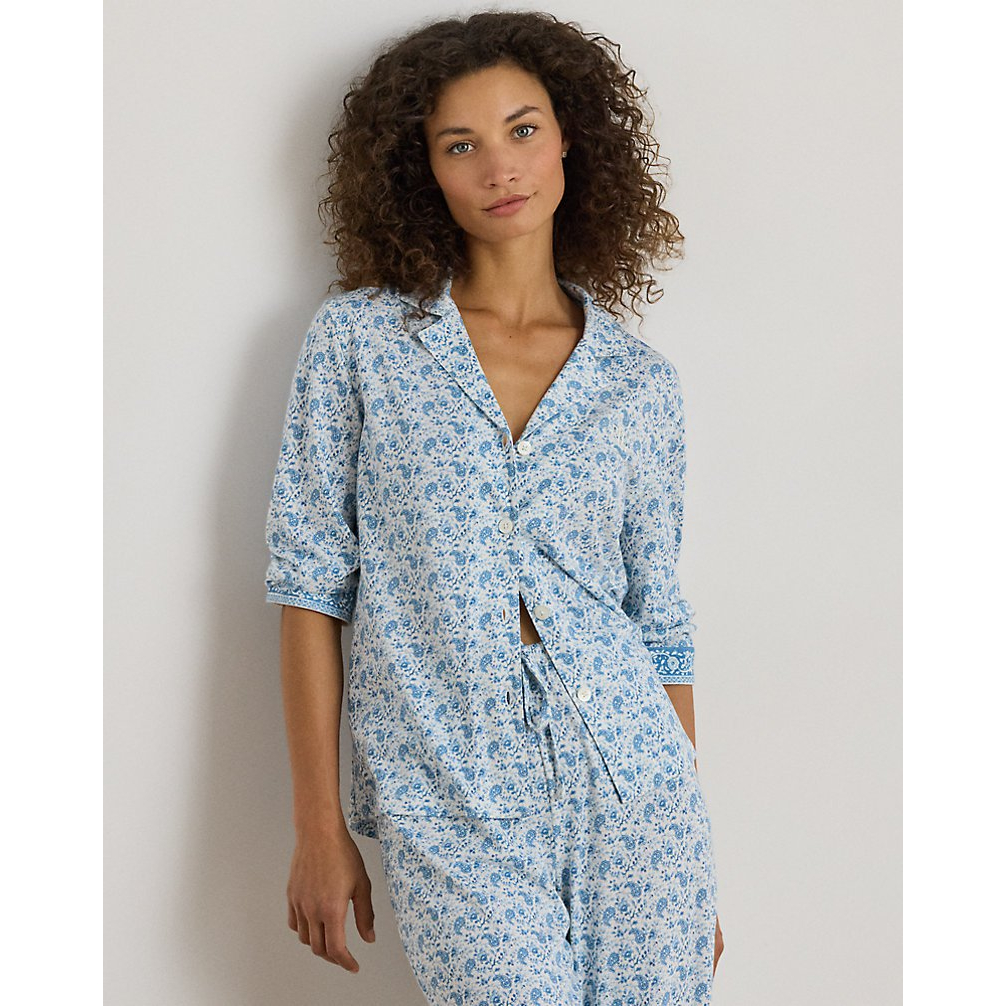 'Paisley Cotton-Blend-Jersey Sleep Set' pour Femmes