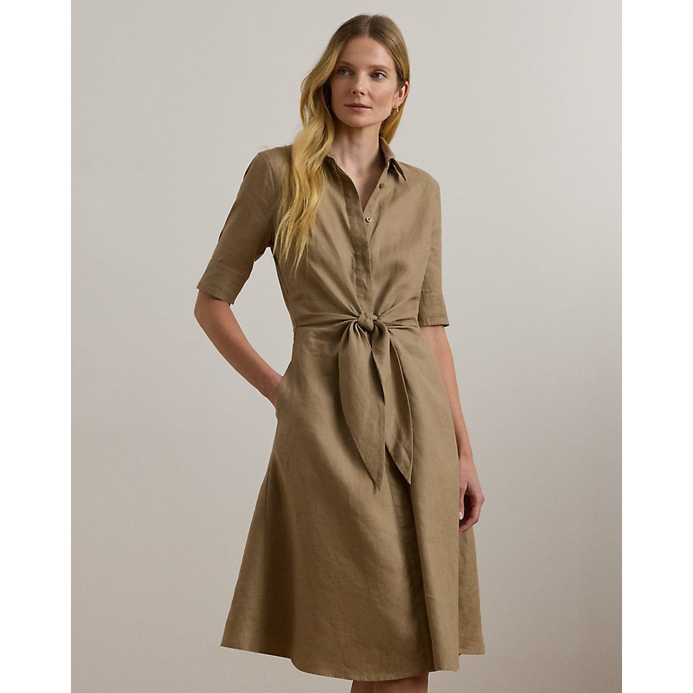 'Tie-Front Linen Shirtdress' pour Femmes