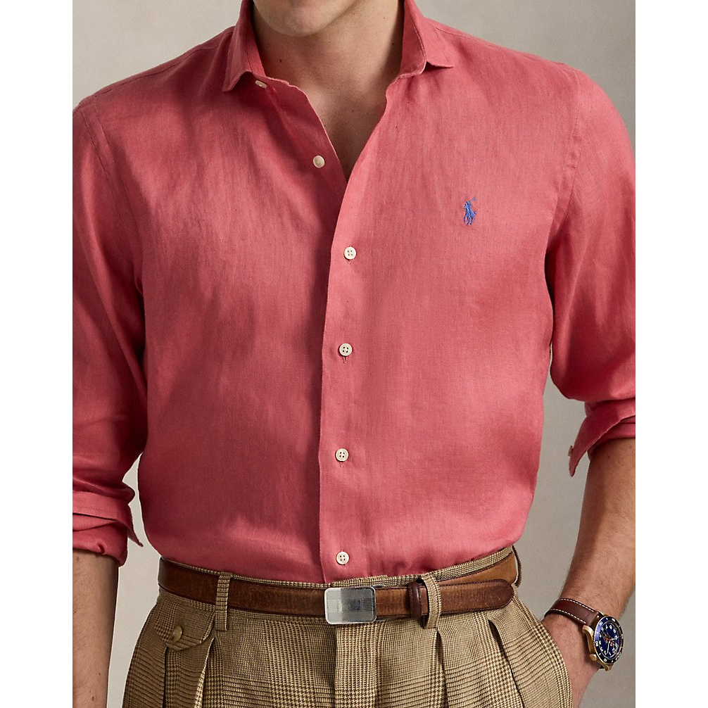 'Classic Fit Houndstooth Linen Shirt' pour Hommes