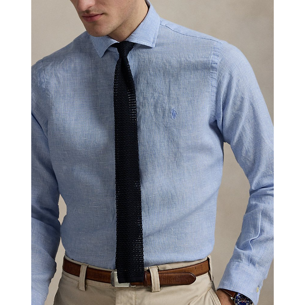 'Classic Fit Houndstooth Linen Shirt' pour Hommes