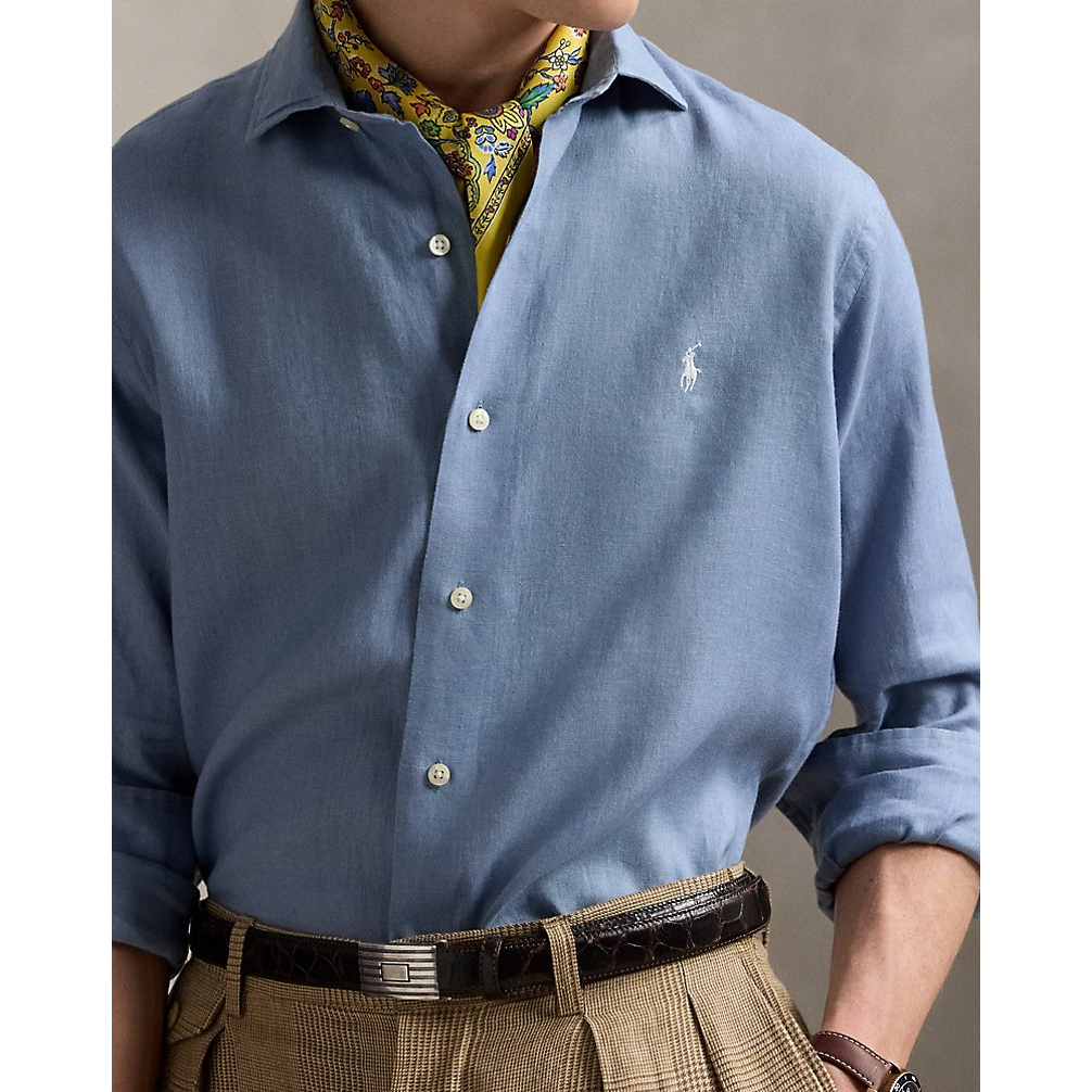 'Classic Fit Houndstooth Linen Shirt' pour Hommes